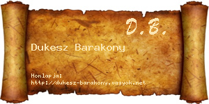 Dukesz Barakony névjegykártya